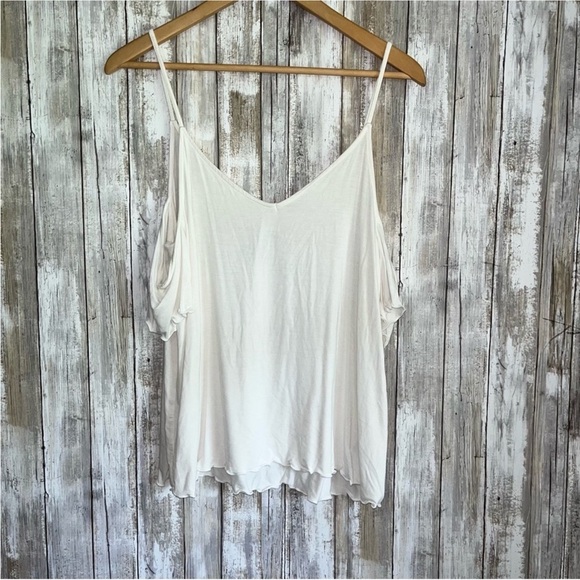 American Eagle Outfitters Tops - American Eagle White High Low Open Shoulder Tank